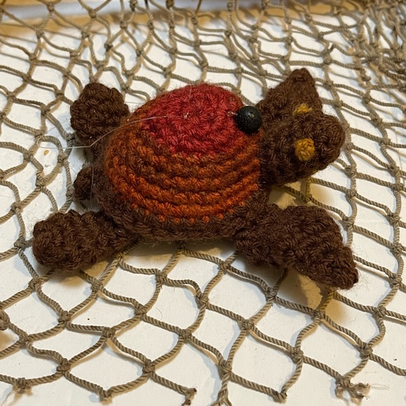 Crochet Brown & Rust Lava Bead Essential Oil Diffuser Sea Turtle Ornament SK - Picture 3 of 5